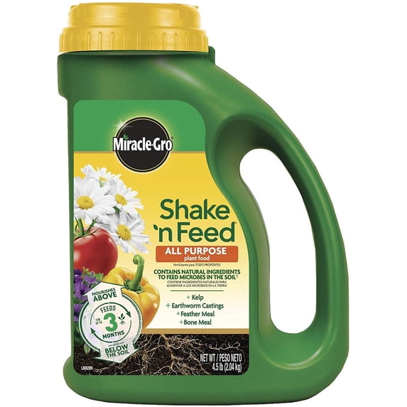 Miracle-Gro 2-pack 3001910 Shake N Feed All Purpose Continuous Release Plant Food, 4.5 lb 2 Pack — Outdoor & Indoor Plant Use, Easy Application
