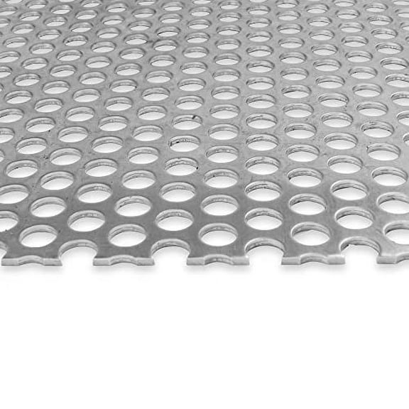 3003 Aluminum Perforated Sheet, Unpolished (Mill) Finish, H14 Temper, Staggered Round 0.5" Holes, 0.125" Thickness, 8 Gauge, 12" Width, 36" Length, 0.6875" Stagger, 48% Open Area, OnlineMetals
