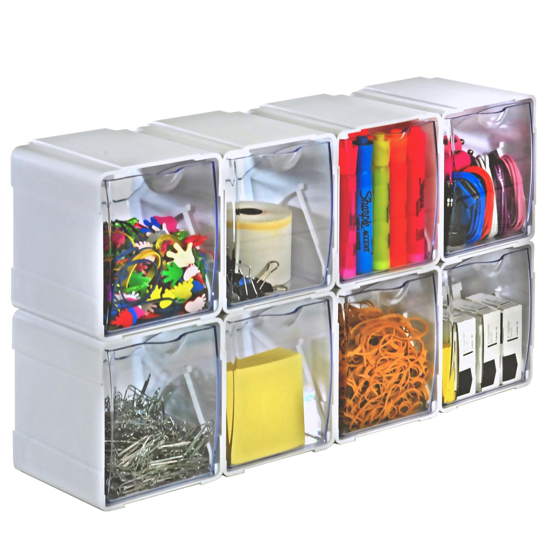 300360-8PK Stackable Tilt Bin Counter Organizers, White (8-Pack ...