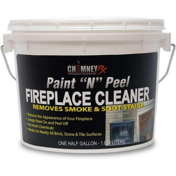 300467 Paint N Peel Fireplace Cleaner Removes Smoke & Soot Stains from Brick, Tile, & Stone Surfaces Around Fireplace Fronts & Hearths Water-Based, & Easy Peel-Off, 1/2 Gallon