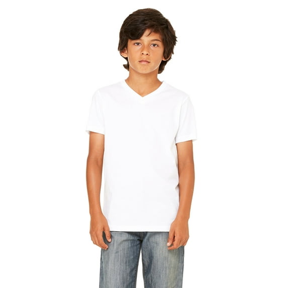 3005Y Canvas Youth Jersey Short-Sleeve V-Neck T-Shirt White S