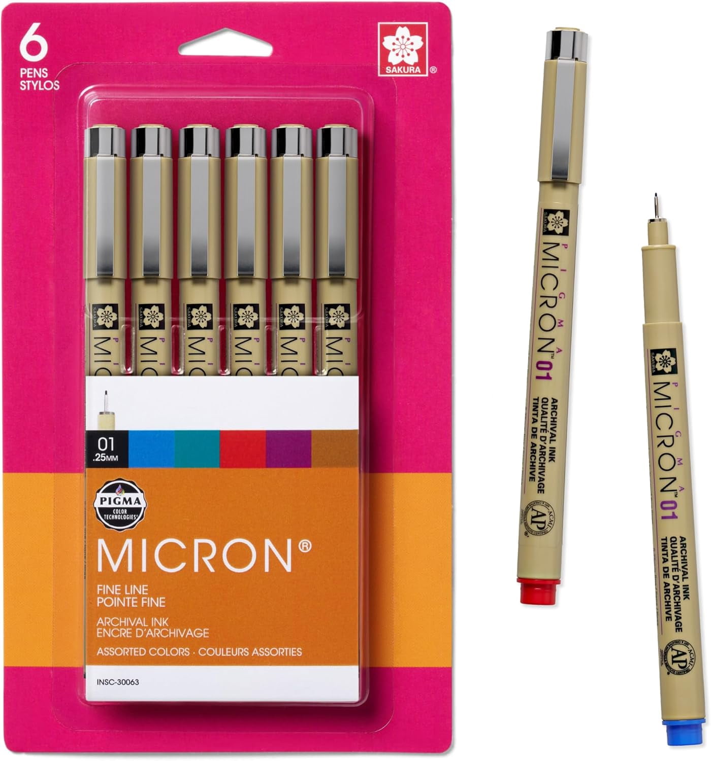 30063 6-Piece Pigma Micron Assorted Colors 01 Ink Pen Set - Walmart.com