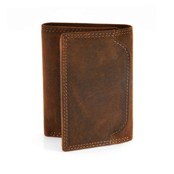 300790-BR Trifold Leather Wallet in Brown | Style n Craft