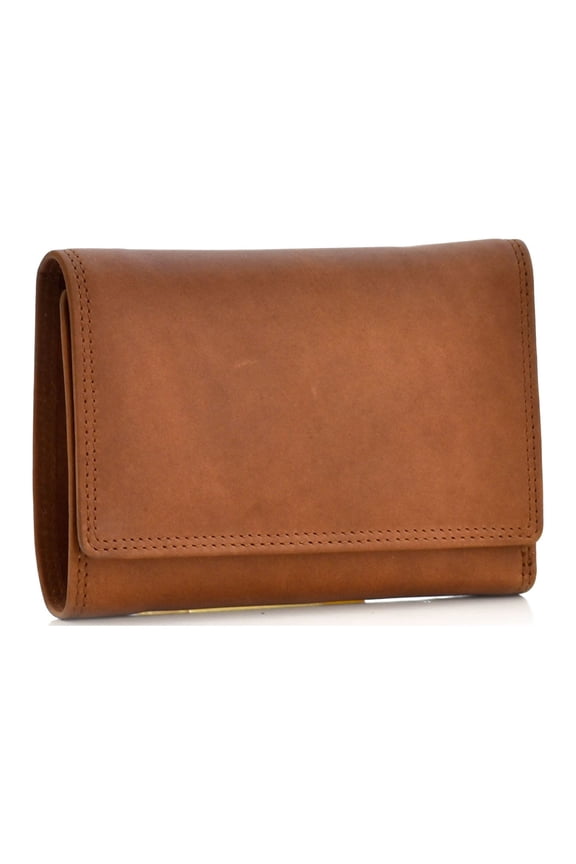 300799-CG Womens Trifold Leather Wallet in Tan Color | Style n Craft