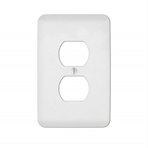 Amerelle 3009133 Perry Textured 1 Gang Stamped Steel Duplex Outlet Wall Plate, White - Pack of 4