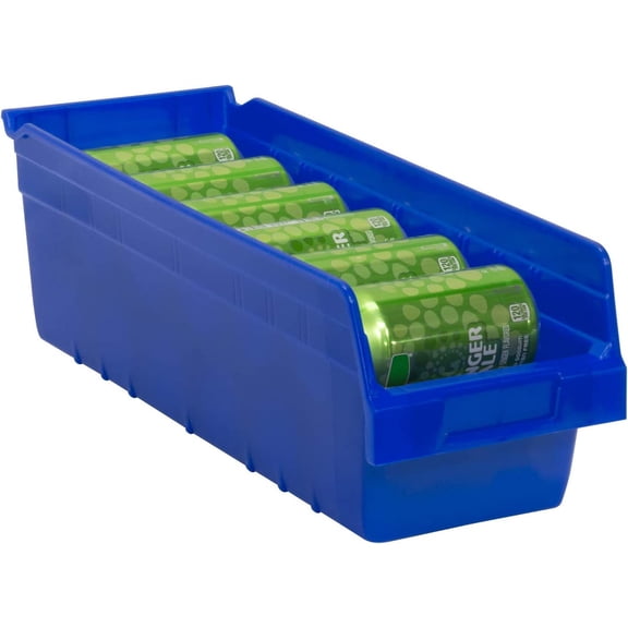 30098 ShelfMax Plastic Nesting Shelf Bin Box, 18-Inch Length x 6.75 Inch Width x 6-Inch Height, Blue (10-Pack)