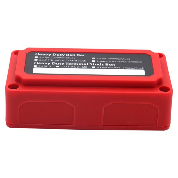 300A Bus Bar Box Heavy-Duty Modules Design Bus Bar Box with 4xM8 Terminal Studs Blank Write-On Space for Easy Labeling