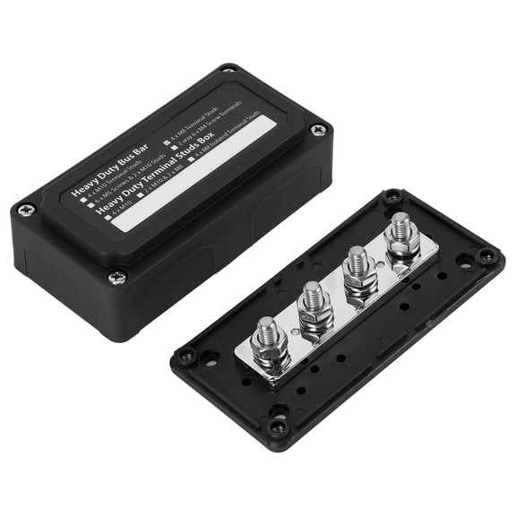 300A Bus Bar Power Distribution Box Module 48V DC 4 x M8 Stud Terminal Block for Marine Boat RV Car 5.5 in x 2.8 in / 13.9 cm x 7 cm Black