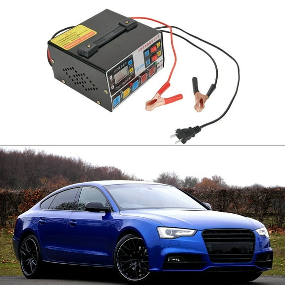300A Heavy Duty Smart Battery Charger Lcd Display Car Battery Charger Intelligent Pulse Repair Charger Self-Stop Battery Charger