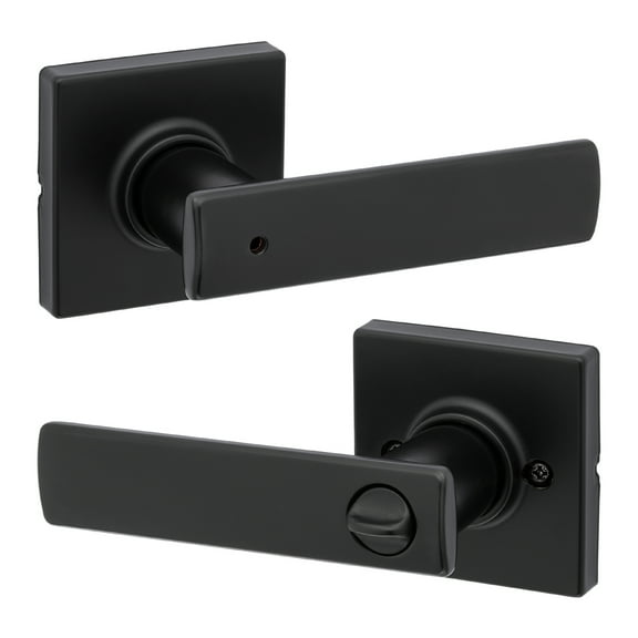 Kwikset Breton Square Privacy Lever Doorknob Matte Black