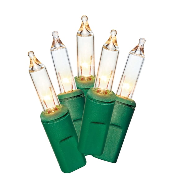 Indoor/Outdoor 300-Count Incandescent Mini Christmas String Lights, Clear, Green Wire, 59', by Holiday Time