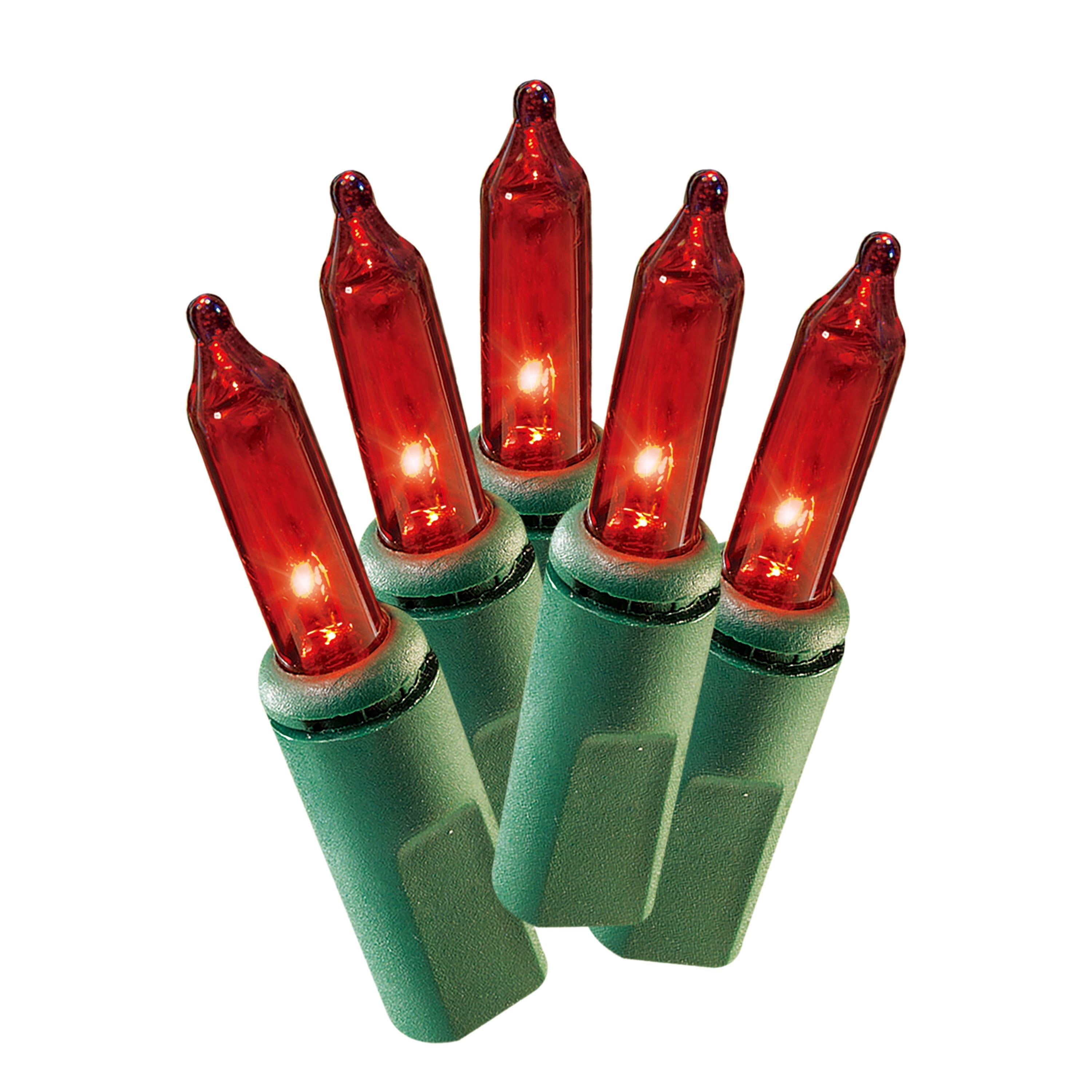 Indoor/Outdoor 300-Count Incandescent Mini Christmas String Lights, Red, Green Wire, 59', by Holiday Time