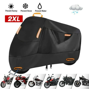 300D Heavy Duty Motorcycle Cover,DFITO All Season Durable Waterproof Outdoor Protection Scooter Cover with 4 Reflective Strips Lock-Holes Storage Bag (XXL)