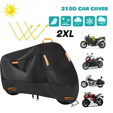 300D Heavy Duty Motorcycle Cover,KEPEAK All Season Durable Waterproof Outdoor Protection Scooter Cover with 4 Reflective Strips Lock-Holes Storage Bag (XXL)