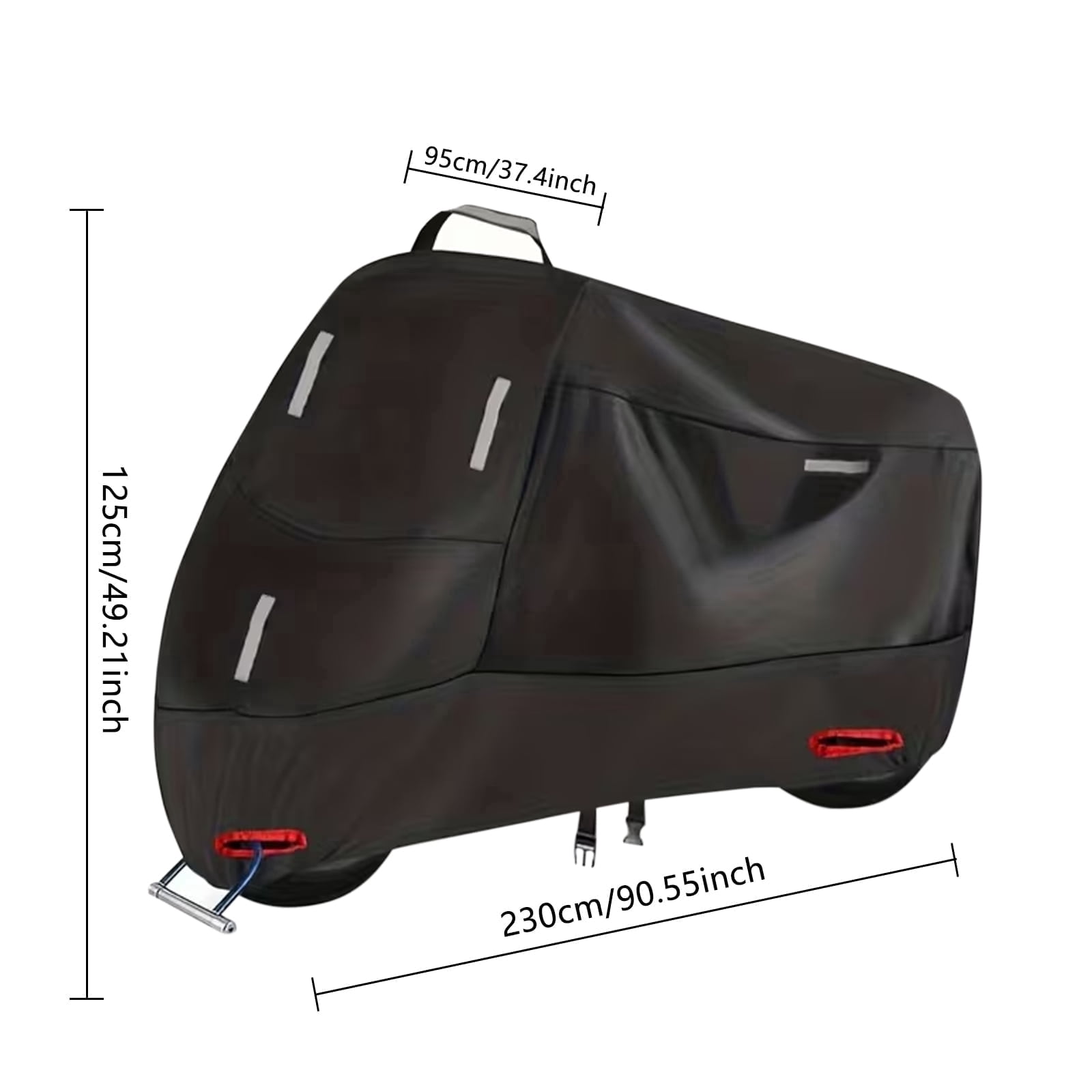 300D Heavy Duty Motorcycle Cover - All Season Waterproof Outdoor Protection with Lock-Holes, Night Reflective & Storage Bag Fits up to Cruiser, Touring, Sportbike, Dirt Bike, Scooter(XXL))