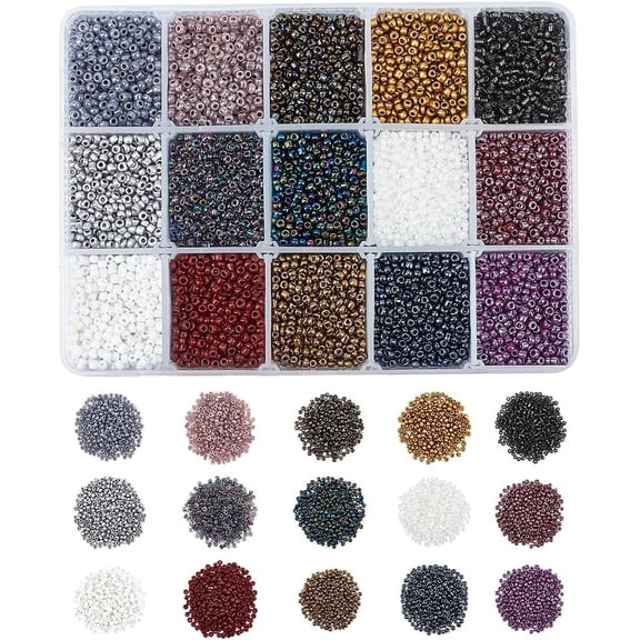 300G 2mm Glass Seed Beads Tiny 15 Colors Small Pony Beads Mini Spacer Beads for DIY Craft Bracelet Necklace Jewelry Making 20g/Color 2 Tone Color Mixing colorful DIY