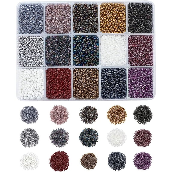 300G 2mm Glass Seed Beads Tiny 15 Colors Small Pony Beads Mini Spacer Beads for DIY Craft Bracelet Necklace Jewelry Making 20g/Color 2 Tone Color Mixing