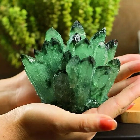 300G-400G Large Green Phantom Quart Crystal Healing Cluster Specimens Gift Decor