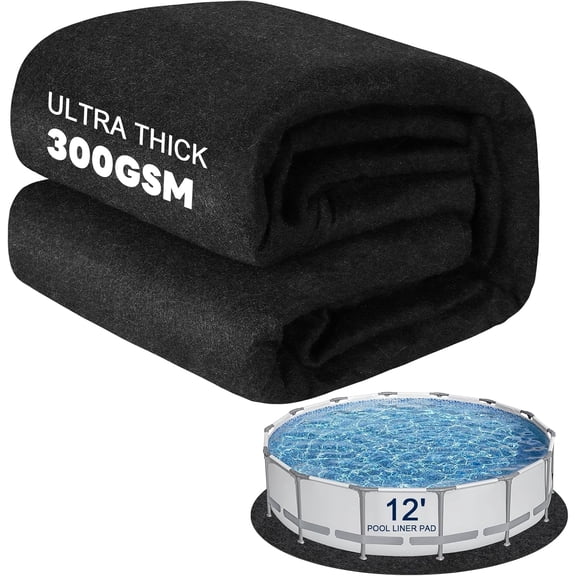 300G/M² Thicker Pool Liner Pad for Above Ground Swimming Pools,12 Ft Round Under Pool Padding, Durable Geotextile Material, Double Density Puncture Resistant, Extend Liner Life,Mats for Pool Bottom