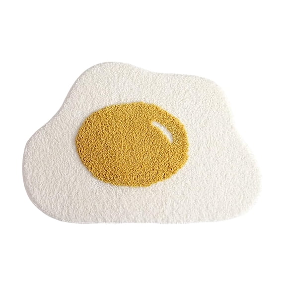 300G Poached Egg Pattern Bath Mat Polyester Microfiber Super Absorbent Non Machine Wash Rug for Bathroom Kids Bedroom Kitchen