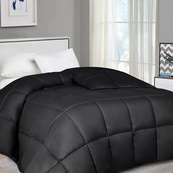 300GSM Lightweight Comforter All Season Down Alternative Bed Comforter 100 % cotton quality size Twin/Twin XL (68" x 90" - 64 oz Fill) Color Black