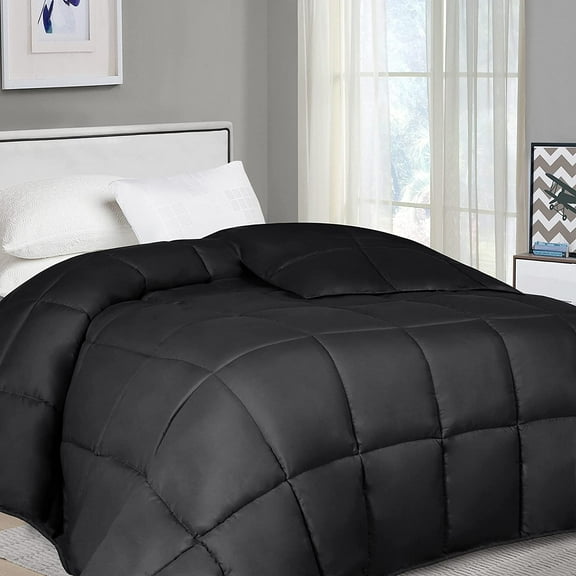 300GSM Lightweight Comforter All Season Down Alternative Bed Comforter 100 % cotton quality size Twin/Twin XL (68" x 90" - 64 oz Fill) Color Black