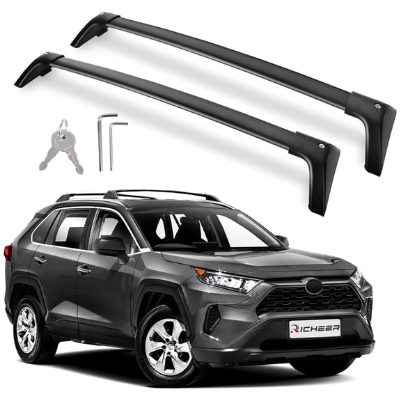 300LBS Roof Rack Cross Bars for 2019-2025 RAV4 with Side Rails,Lockable Heavy Duty Aluminum Cross Bar with Anti-Theft Locks for Cargo Racks Rooftop Luggage Carrier Canoe Kayak Bicycle roof Bag