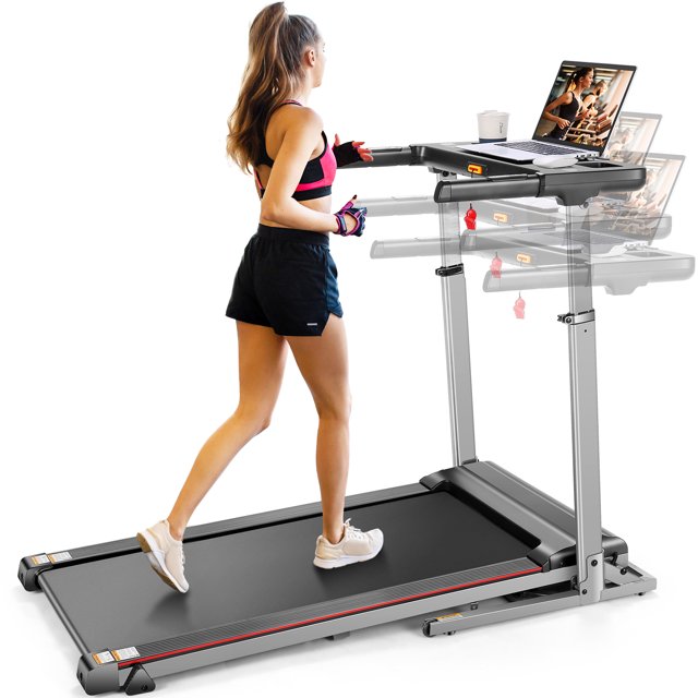 300LBS Treadmill with Adjustable Large Desk,33.549.6 inch Desk Height