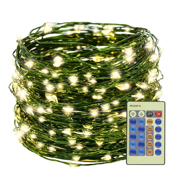 300LED 99FT Christmas Tree String Lights Green Wire Dimmable with Remote Control warm white