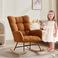 thumbnail image 1 of 300Lbs Load-Bearing Nursery Glider Rocking Chair, Teddy Upholstered, High Backrest & Armrests, Side Pockets, Padded Seat, High Backrest, Armrests, Metal Legs & Wood Base for Living Room, Bedroom, 1 of 8