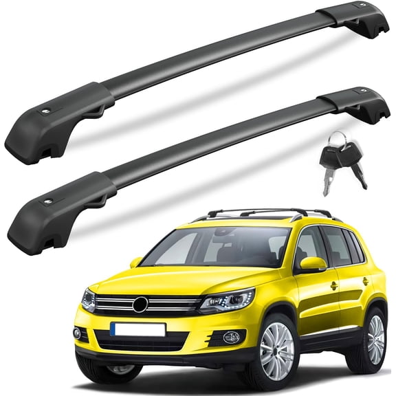 300Lbs Lockable Roof Rack Cross Bars Compatible with Volkswagen VW Tiguan 2018-2026 and Taos 2022-2026, Heavy Duty Anti-Theft Aluminum Roof Rails Crossbars Rooftop Luggage Racks Carrier