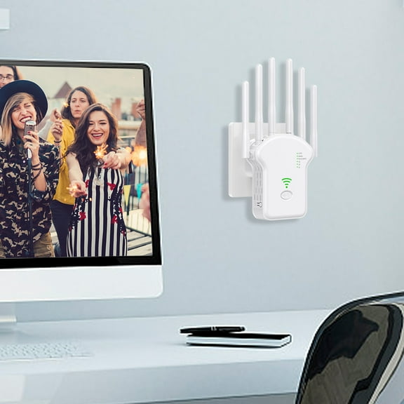 300M WiFi Extender, Wireless Signal Repeater Booster, 2.4GHz Network Amplifier with Ethernet Port, WPS Encryption, Easy Setup Compatible with All Routers