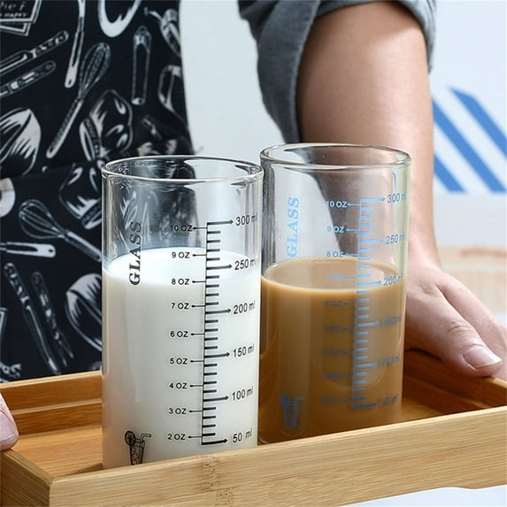 300ML 1 CUP Glass Liquid Measuring Cup , High Borosilicate Glass Three Scales (OZ, ML) for Kitchen or Restaurant, circle Spout Glass Measuring Beaker, Easy To Read