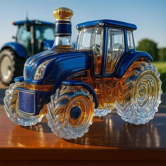 300ML Car Shaped Whiskey Decanter - Art Statue, Tractor Whiskey Bottle, Creative Leak-proof Empty Wine Bottle Dispenser,Blue