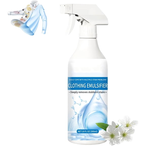 300ML Cleanse Natural Clothing Emulsifier, Non Ionic Emulsifier Cleaner, Powerful Stain Remover Clothes Dry Clean Spray, No Damage Fabric Spot