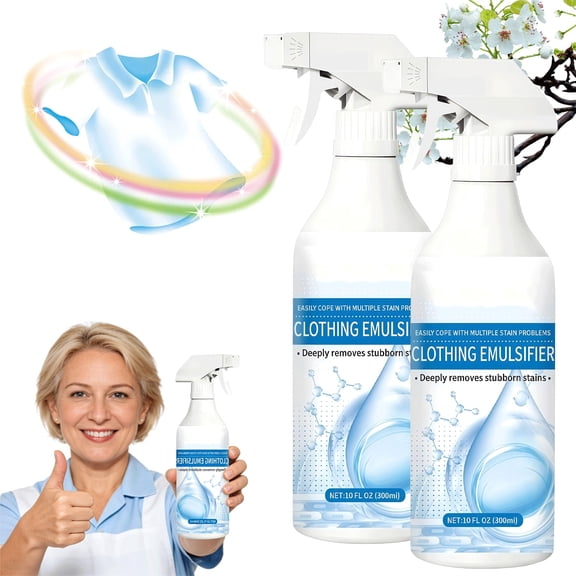 300ML Clothing Emulsifier – Non-Ionic Laundry Pre-Treatment, Powerful Stain Remover Dry Clean Spray, No Rinse, No Damage Fabric Spot Cleaner with Wrinkle Smoothing
