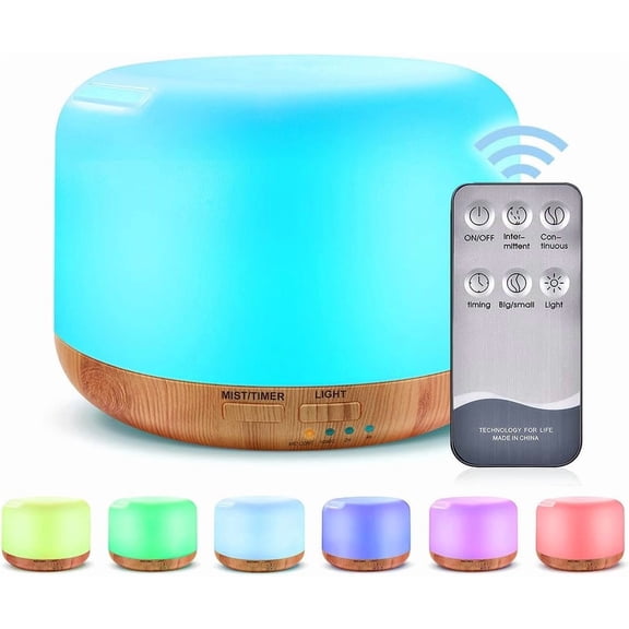 300ML Essential Oil Diffuser, Remote Control Ultrasonic Aromatherapy Diffusers Cool Mist Humidifier, Waterless Auto-Off and 7 LED Light Colors for Bedroom, Yoga, SPA, Baby