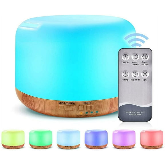 300ML Essential Oil Diffuser, Remote Control Ultrasonic Aromatherapy Oil Diffusers Cool Mist Humidifier, Waterless Auto-Off and 7 LED Light Colors for Bedroom, Yoga, SPA, Baby