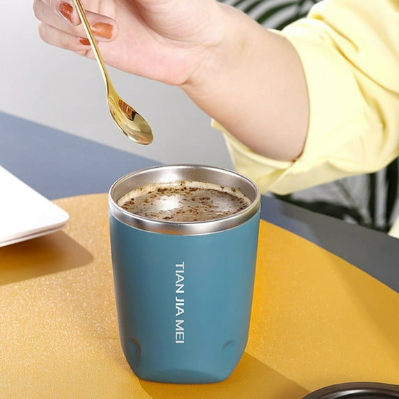 300ML Stainless Steel Insulated Coffee Mug Thermal Cup Unisex Delicate Portable Cup Vacuum-Insulated Stainless Travel Mug with Leak-Proof Lid,BPA-Free,Perfect Reusable Cup for Coffee or Water,Blue