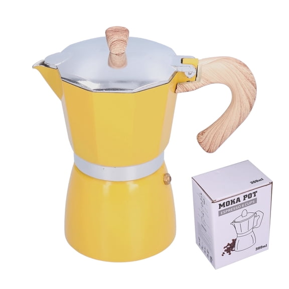 300ML Stovetop Espresso Maker, Espresso Cup Moka Pot Italian Coffee Maker, Manual Cuban Coffee Percolator Machine Yellow