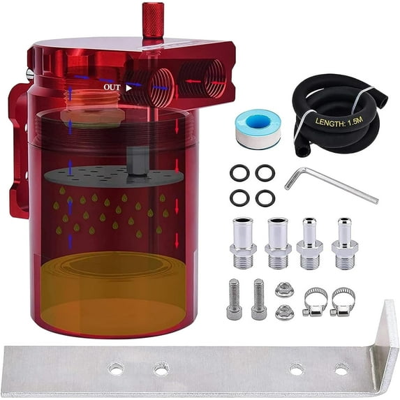 300ML Universal Oil Catch Can Tank Filter Baffled With Hose Kit