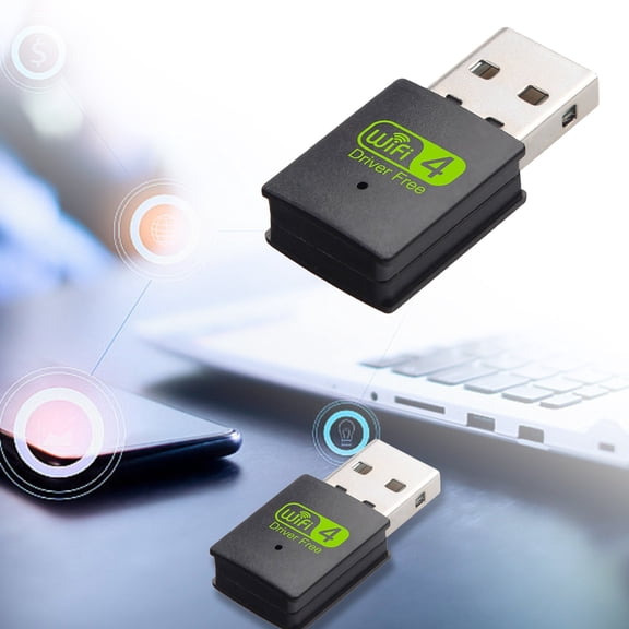300Mbps Plug and Play Wireless Network Adapter for Desktop and Laptop Computer Green