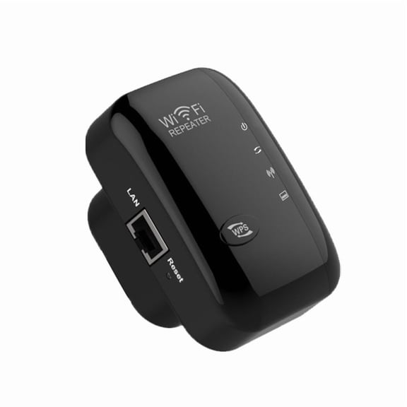 300Mbps WiFi Range Extender 2.4GHz, Signal Booster w/LAN Port Black
