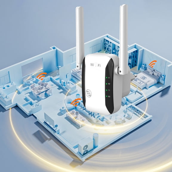 300Mbps Wireless WiFi Repeater, Internet Extender WiFi Booster with 2 High-Gain Antennas, 2.4GHz Signal Repeater with Ethernet Port, Covers Up to 50 Devices, Easy Setup for Home(White)