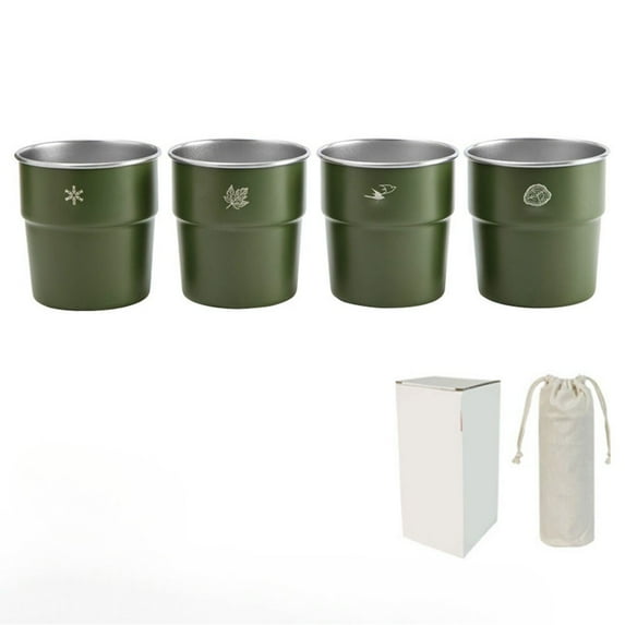 300Ml Outdoor 304 Stainless Steel Step Cup Coffee Cup 4-Piece Set For Camp Cups