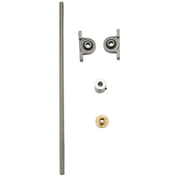 300Mm 8Mm T8 Lead Screw Set Lead Screw+ Copper Nut + Coupler + Pillow Bearing Block For 3D Printer,1 * T8-300mm Lead Screw 1 * Copper Nut 1 * Coupler 2 * Pillow Bearing Block,Silver