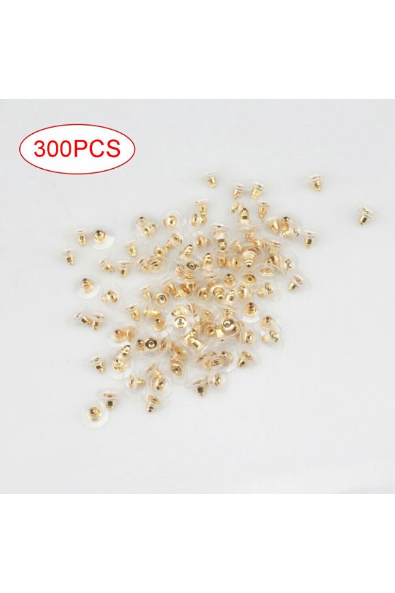 300PC Earring Backs Post Backings Stopper Silver Golden Stud secure Hook Earring