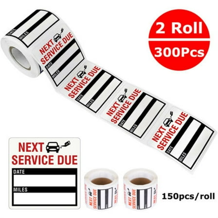 300PCS/ 2 Rolls Oil Change Service Reminder Clear Static Cling Stickers Window Lite Decals Next Service Due Reminder