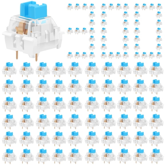 300 Pcs Blue Mechanical Keyboard Switches, 3 Pin Pre-Lubed Clicky Tactile Switch Set for DIY Fidget Clicker