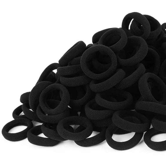 300PCS Black Toddler Kids Hair Ties – Infant Cotton Hair Ponytail Holders Baby Hair Bands – Kids Seamless Elastic Hair Bands, Soft and No Damage, 1.1 Inch in Diameter, by